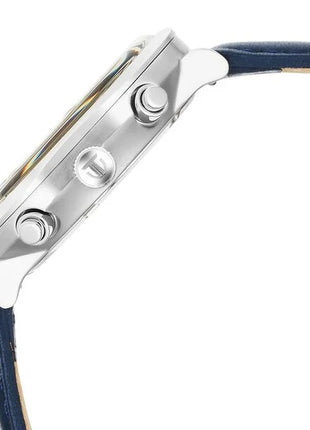 a close up of a watch on a white background