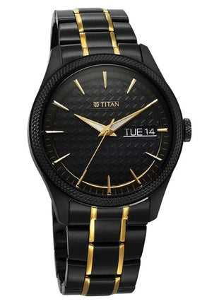 a black and gold watch on a white background