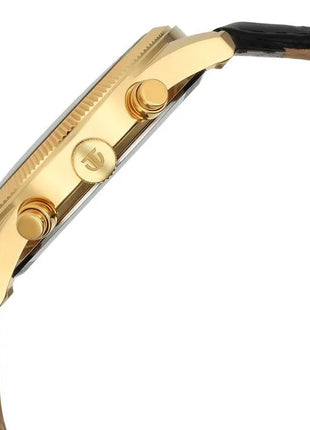 a close up of a watch on a white background