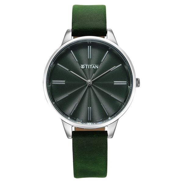 a green watch on a white background