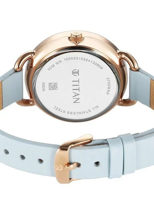 a women's watch with a blue strap