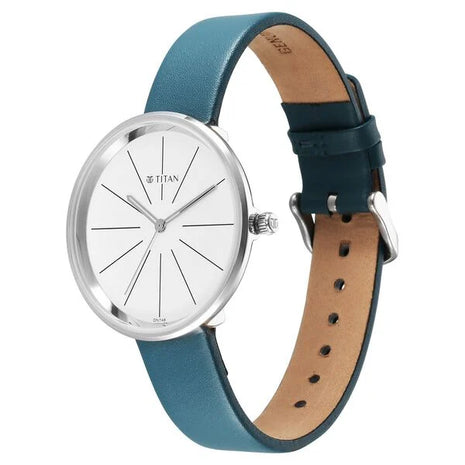 a watch with a blue strap on a white background