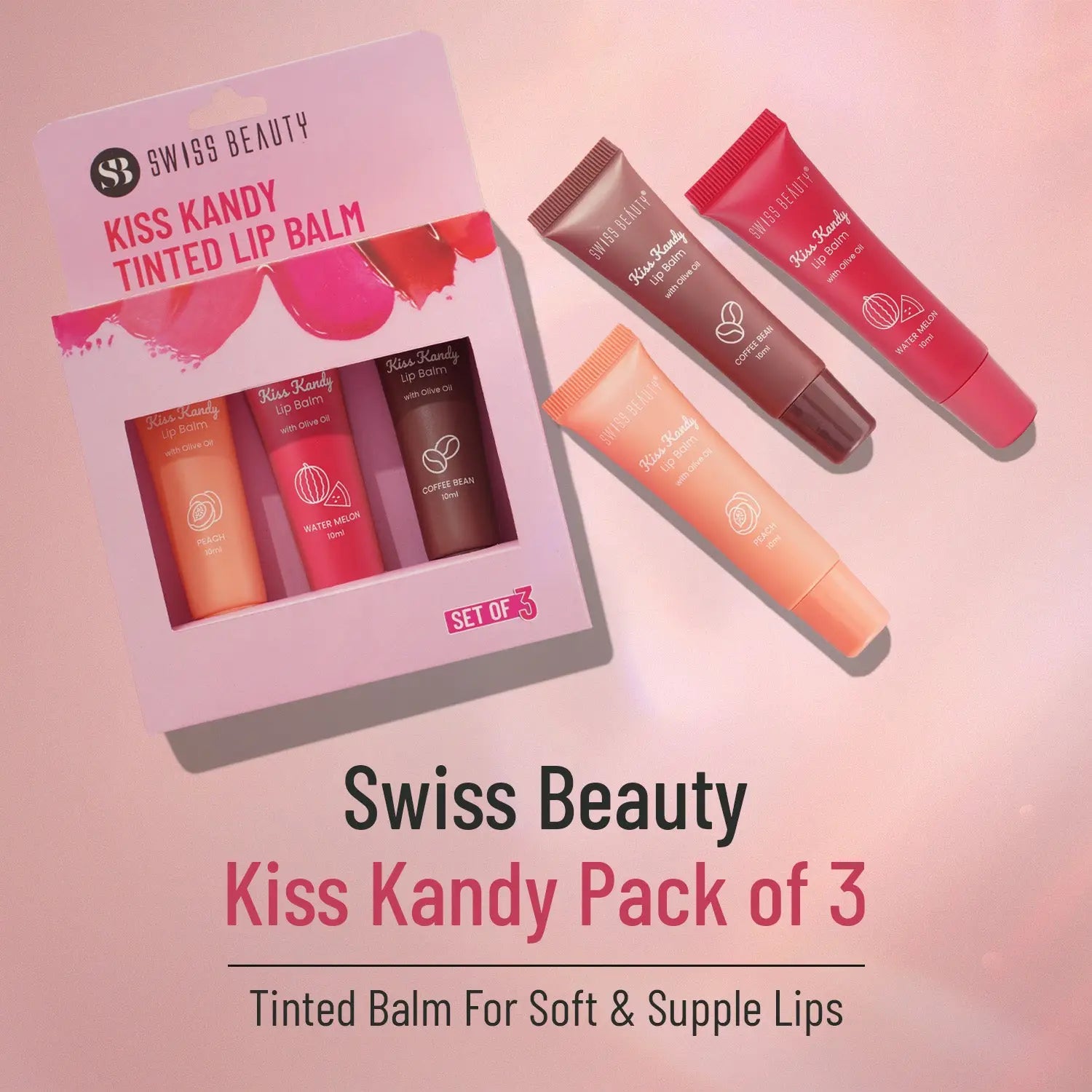 Swiss Beauty Kiss Kandy Lip Balm Pack of 3