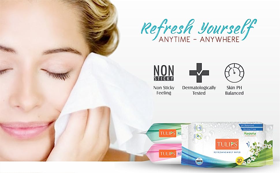 TULIPS Refreshing Wet Wipes - Summer Fresh with Green Tea