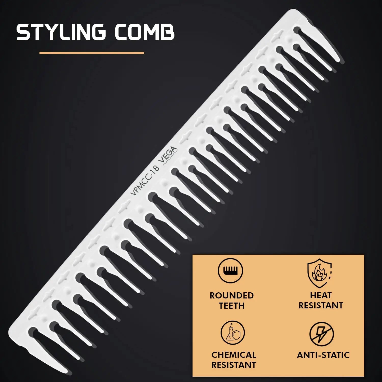 Vega Professional Styling Comb VPMCC-18 - Heat Resistant