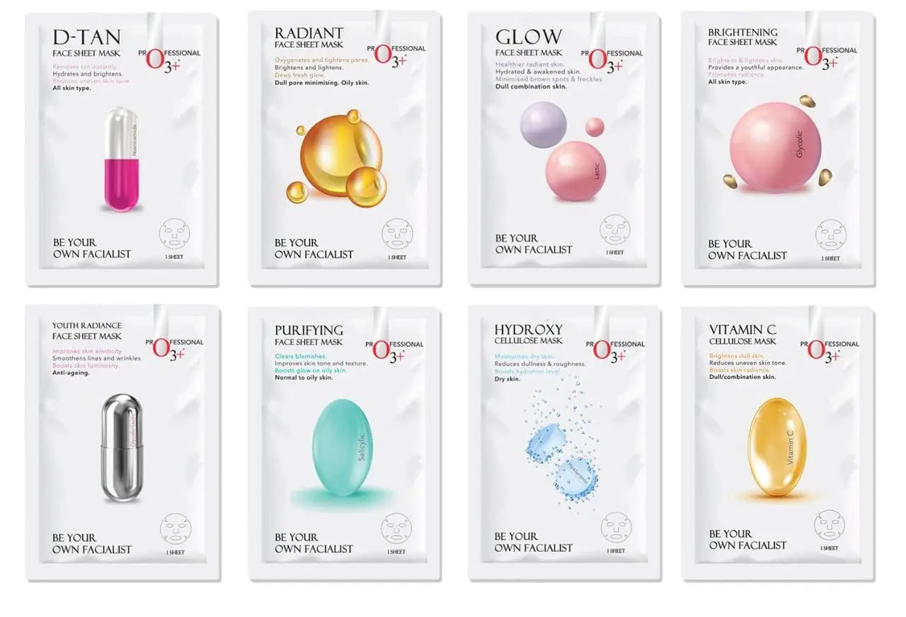 O3 + Facialist Face Sheet Mask Pack of 8 - For all Skin Type