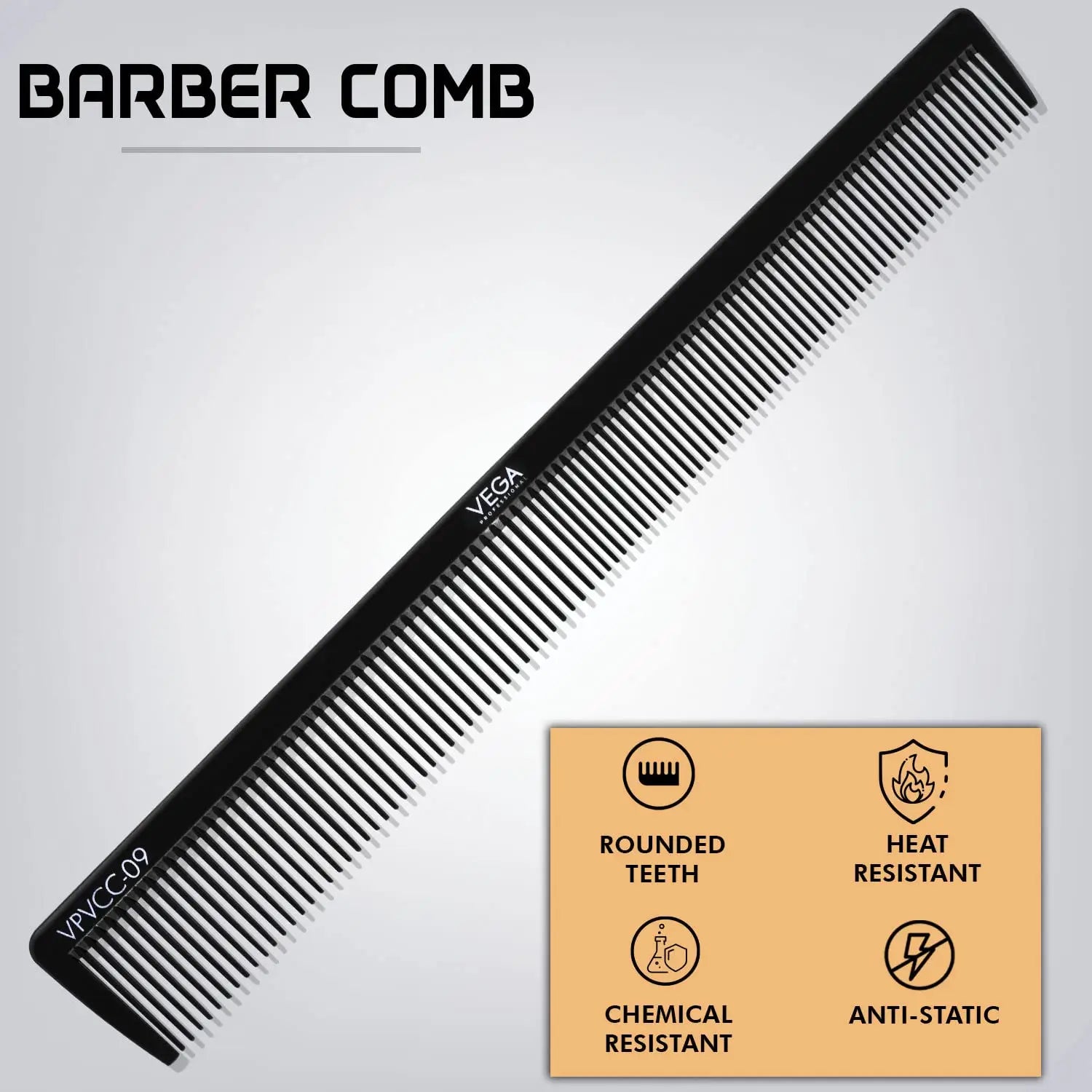 Vega Professional Heat Resistant Barber Comb VPVCC-09