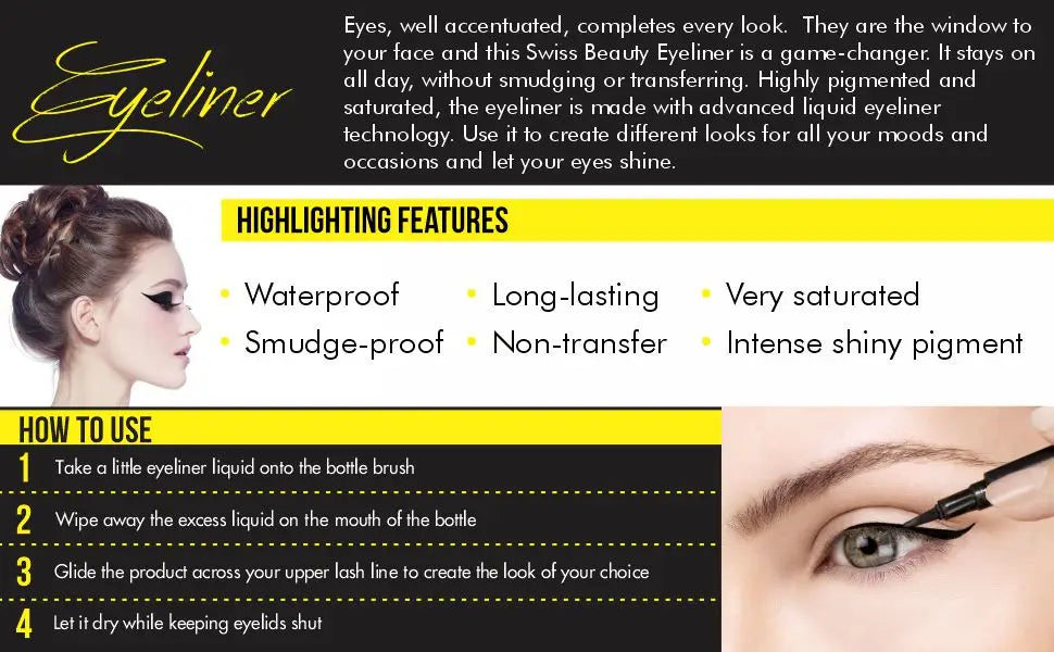 Swiss Beauty Waterproof Liquid Black Eyeliner