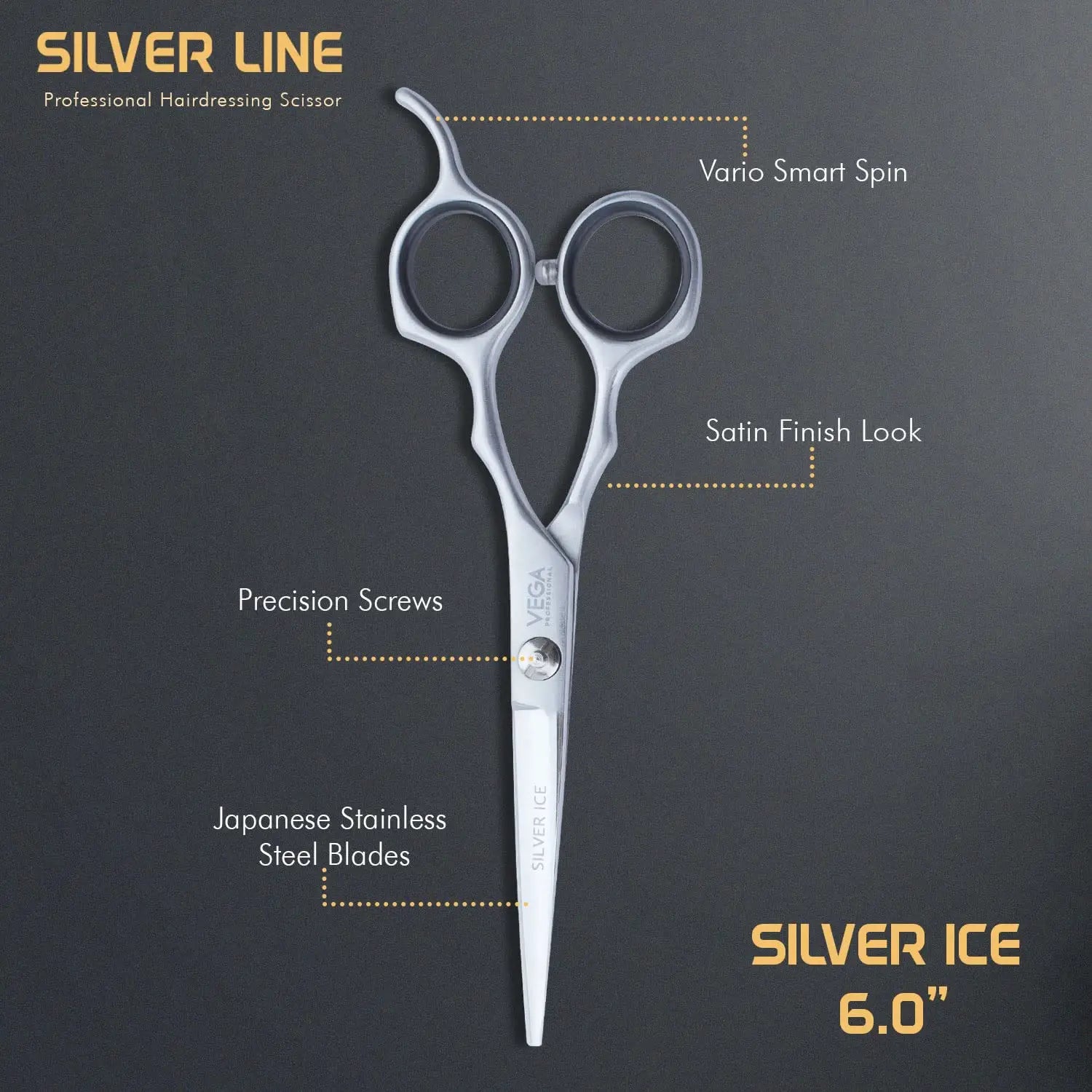 Vega Professional Silver Ice 6.0’ Hairdressing Scissor