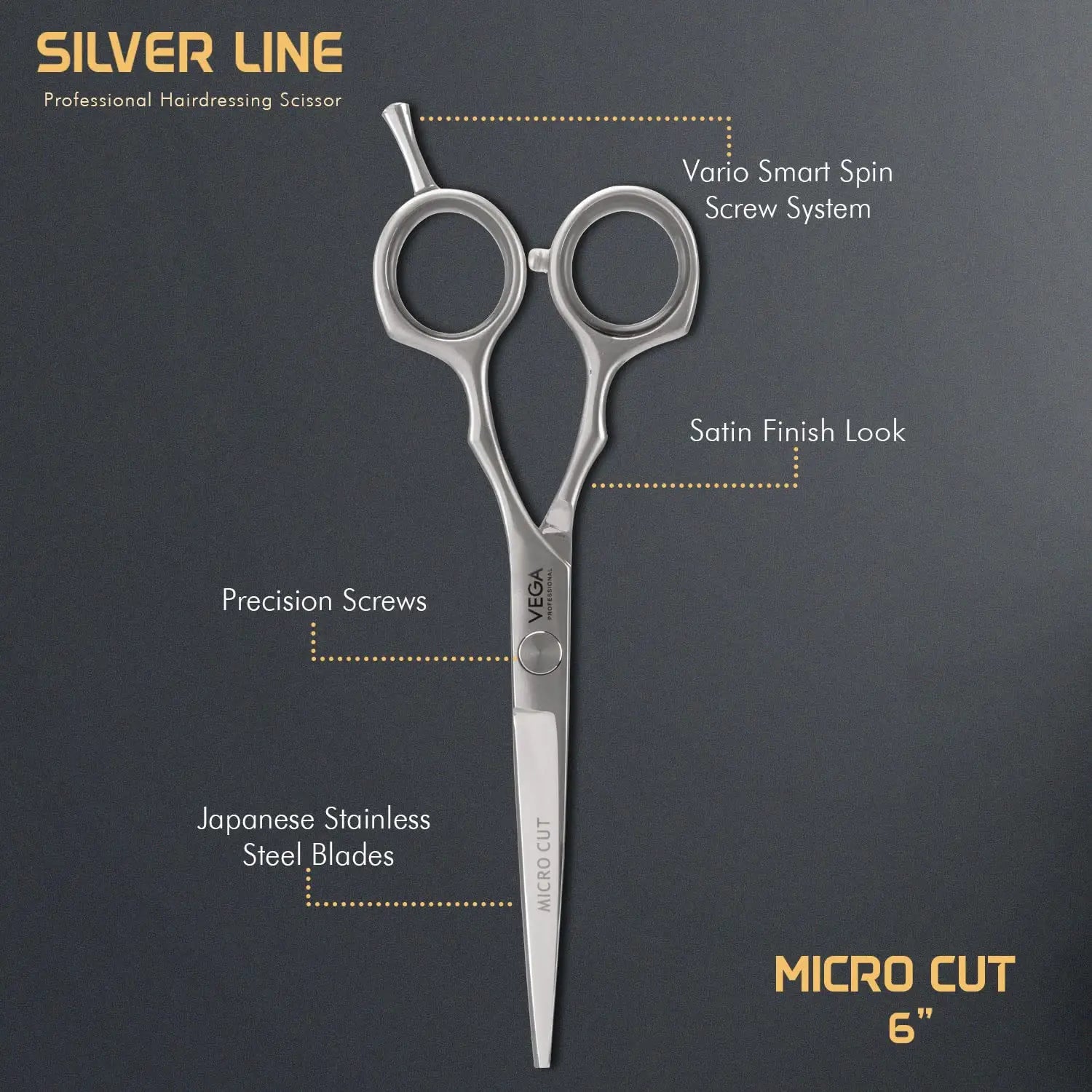 Vega Professional Micro Cut 6 Hairdressing Scissor - Long