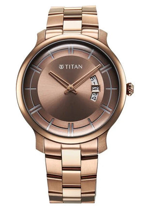 a rose gold watch with roman numerals