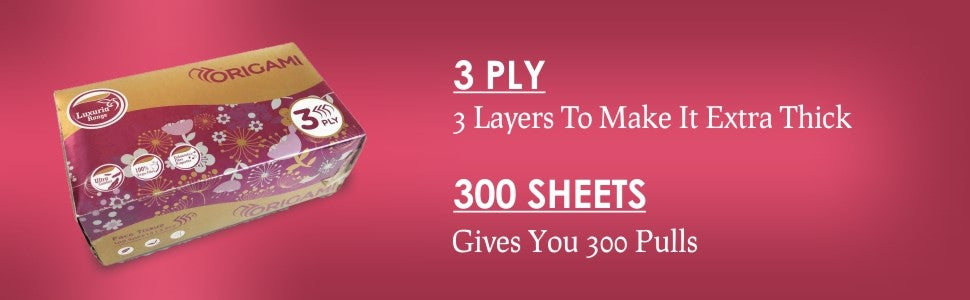 Origami Luxuria 3 Ply Facial Tissue Paper 100 Pulls Per Box