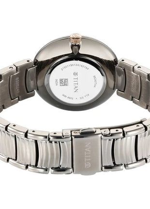 a women's watch with a stainless steel bracelet