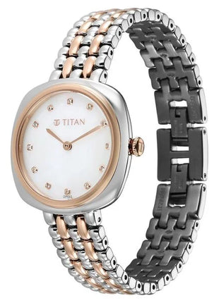 a women's watch with two tone bracelet