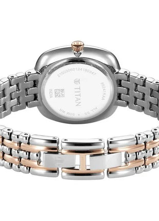 a women's watch with two tone bracelet