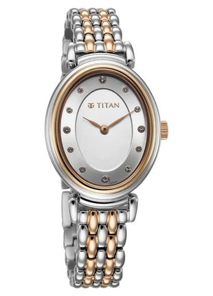 a women's watch with two tone bracelet