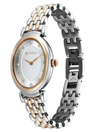 a women's watch with two tone bracelet