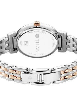 a women's watch with two tone bracelet