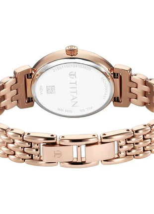 a women's watch with a rose gold bracelet