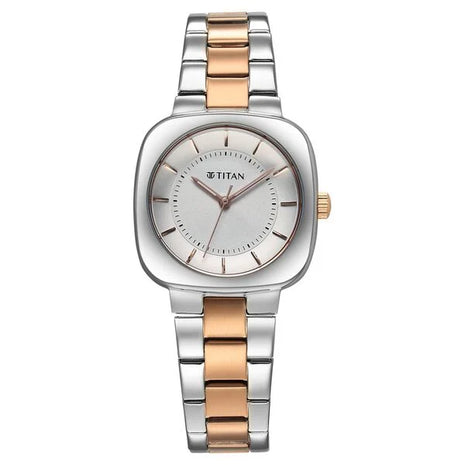 a women's watch with two tone bracelet