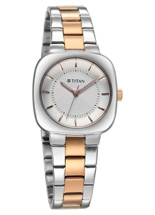 a women's watch with two tone bracelet