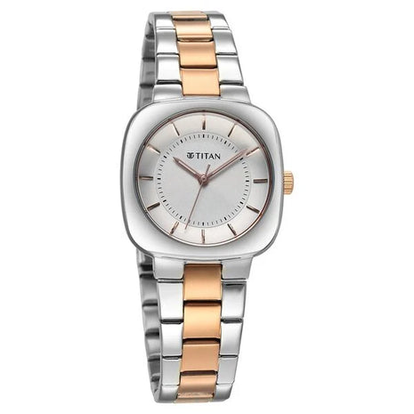 a women's watch with two tone bracelet