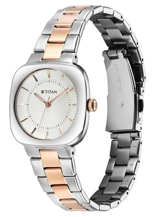 a women's watch with two tone bracelet