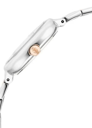 a close up of a watch on a white background