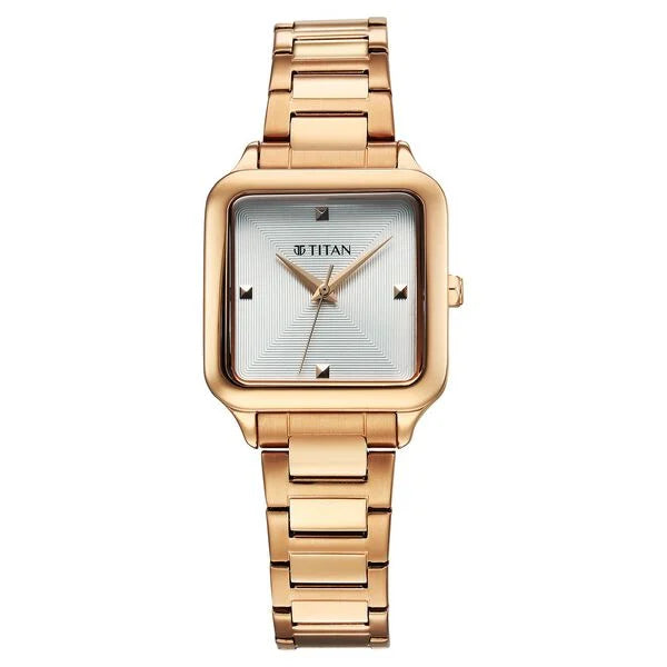 a women's watch with a gold bracelet