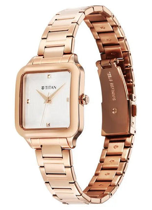 a women's watch with a rose gold bracelet