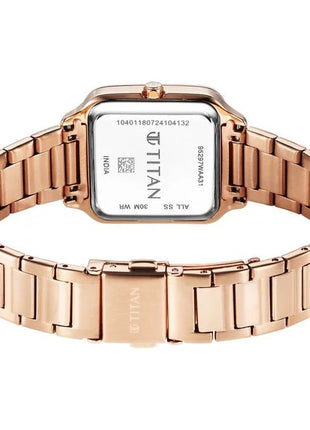 a women's watch with a rose gold bracelet