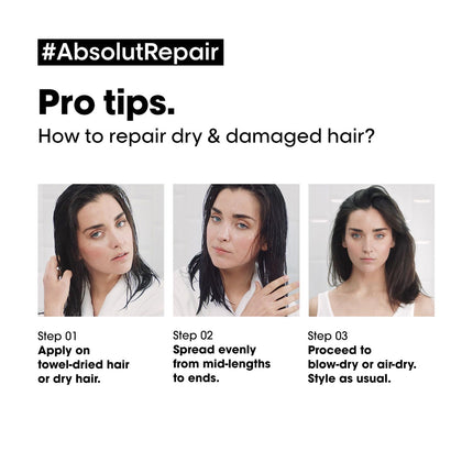 a woman's hair is shown with instructions for how to repair and damaged hair