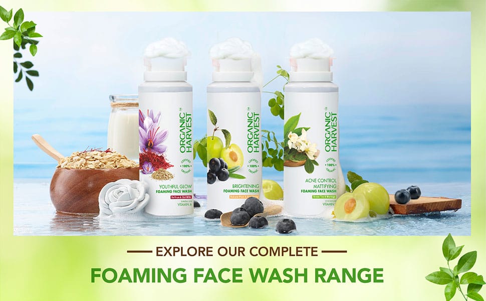 Organic Harvest Brightening Foaming Face Wash-100g pack of 2