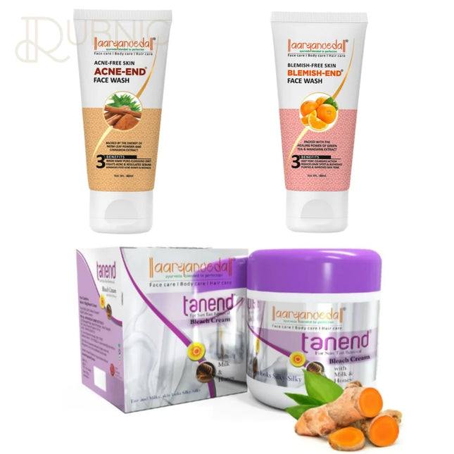 AARYANVEDA Tanend De-Tan Bleach Cream & Acne-End Face Wash &