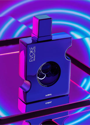 a purple and blue object with a black object in the middle