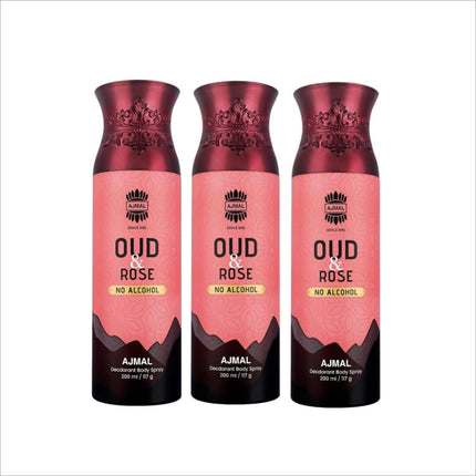 Ajmal Oud Rose Non-Alcoholic Deodorant Body Spray - pack of