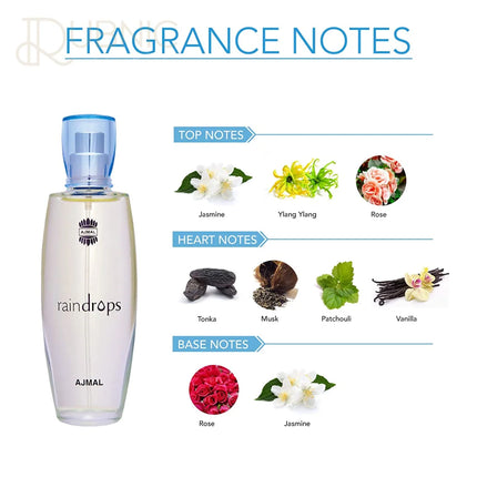 Ajmal Raindrops EDP Floral Chypre Perfume 50ml + Bastion