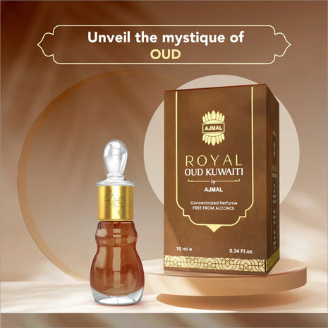 a bottle of royal oud next to a box