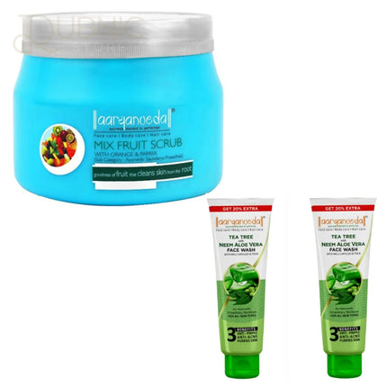 Aryanveda Mix Fruit Face Scrub & 2 PIS Tea Tree With Neem