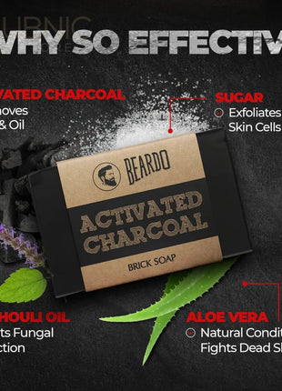 Beardo Activated Charcoal Brick Soap - BATH SHOP