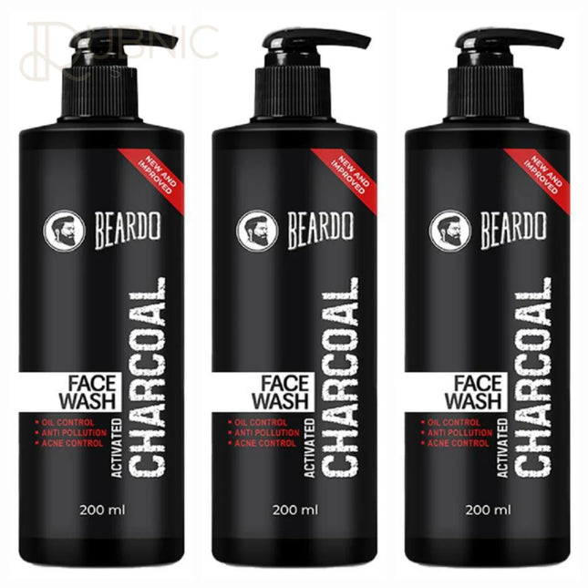 Beardo Activated Charcoal Facewash 200 ML PACK OF 3 - face