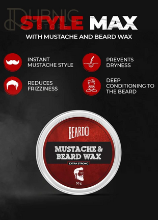 Beardo Beard & Mustache Wax - Extra Strong - beard wax