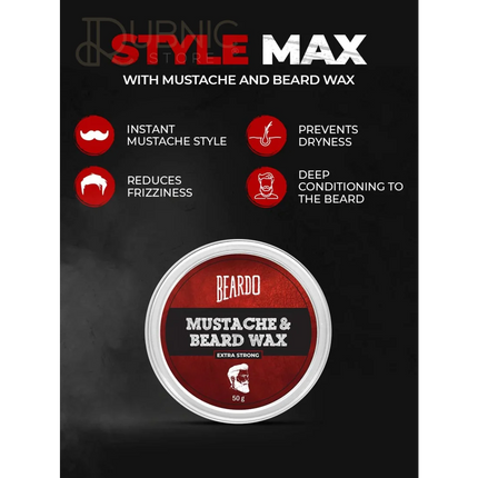 Beardo Beard & Mustache Wax - Extra Strong - beard wax