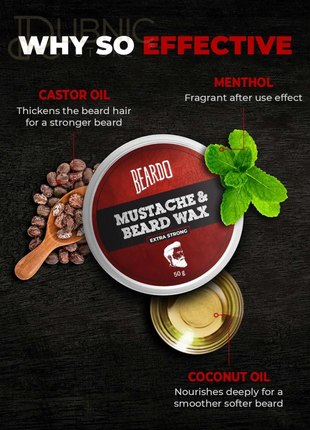 Beardo Beard & Mustache Wax - Extra Strong - beard wax