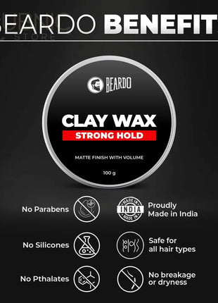 Beardo HAIR CLAY Wax - Strong Hold - hair wax