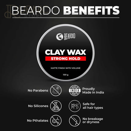 Beardo HAIR CLAY Wax - Strong Hold pack of 2 - hair wax