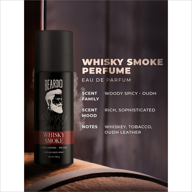 a bottle of whiskey smoke next to a barrel