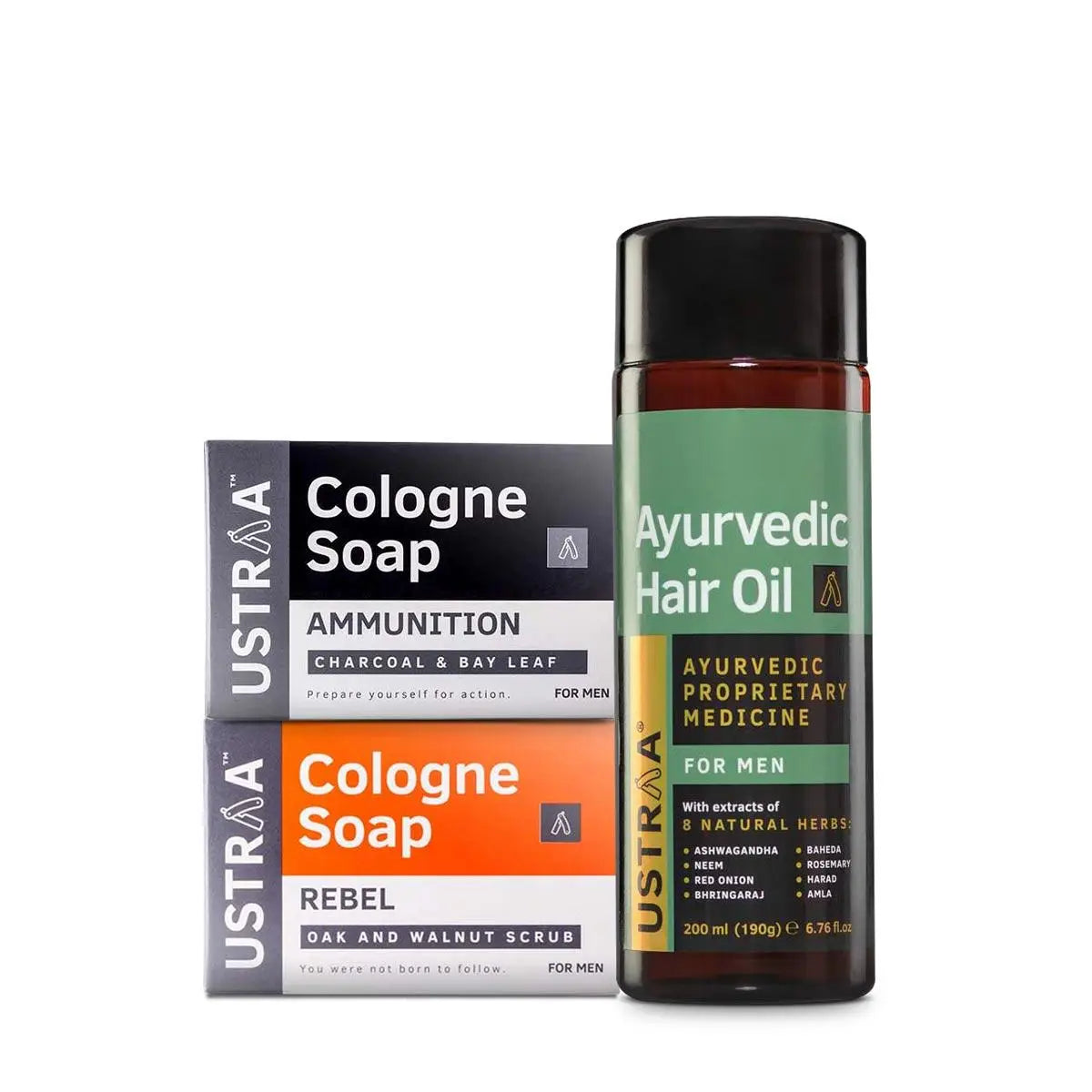 USTRAA Ayurvedic Hair Oil & Cologne Soaps- Rebel &