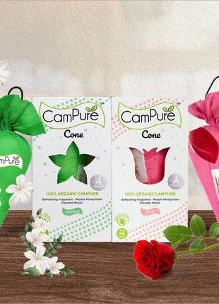 CAMPURE CamPure Cone Rose - Rose + Jasmine - Camphor Cone