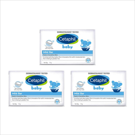 Cetaphil Baby Mild Bar for Face and Body - PACK OF 3 - BATH